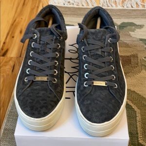 J Slides Grey Leopard Platform Sneakers